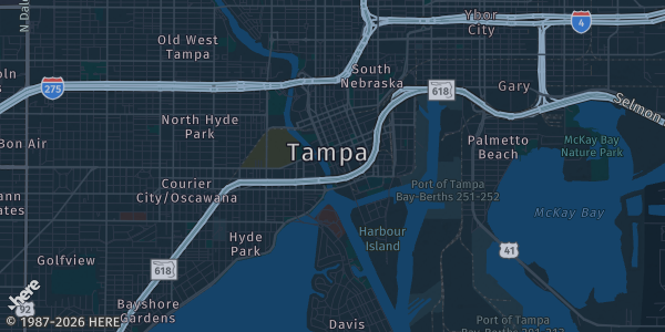 Map of Tampa, FL. The exact address of Holiday Inn Tampa Airport - Westshore is not known, so the map shows the area rather than a specific building.