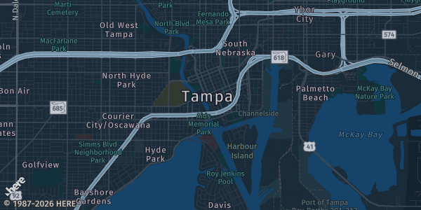 Map of Tampa, FL. The exact address of Holiday Inn Tampa Airport - Westshore is not known, so the map shows the area rather than a specific building.