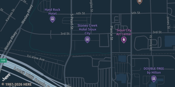 Map showing Stoney Creek Hotel in Sioux City, IA.
