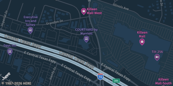 Map showing Courtyard by Marriott Killeen in Killeen, TX.