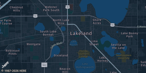 Map of Lakeland, FL. The exact address of United Women's Club of Lakeland is not known, so the map shows the area rather than a specific building.