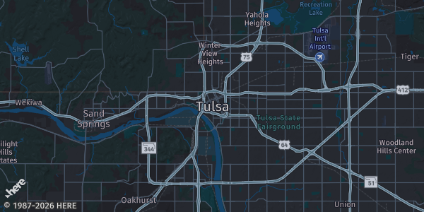 Map of Tulsa, OK. The exact address of this venue is not known, so the map shows the area rather than a specific building.