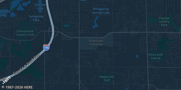 Map of Grandville, MI. The exact address of TCG & Sports Cards Show is not known, so the map shows the area rather than a specific building.