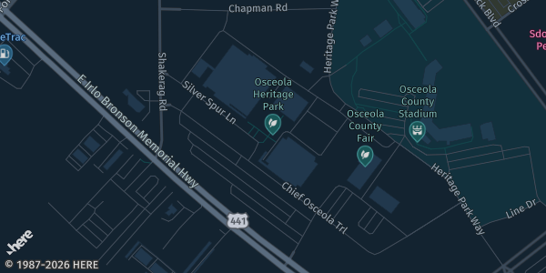 Map showing Osceola Heritage Park in Kissimmee, FL.