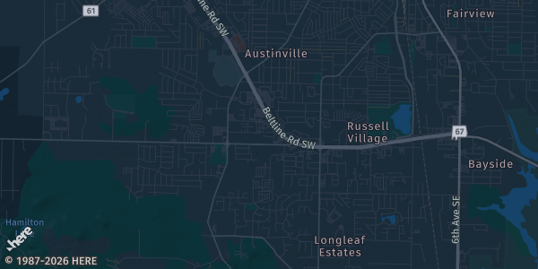 Map of Decatur, AL. The exact address of Tennessee Valley Cards & Collectables Show is not known, so the map shows the area rather than a specific building.