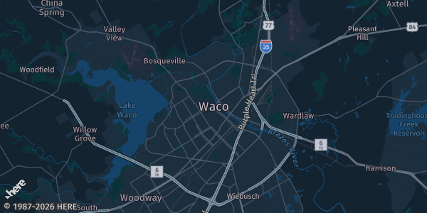 Map of Waco, TX. The exact address of this venue is not known, so the map shows the area rather than a specific building.