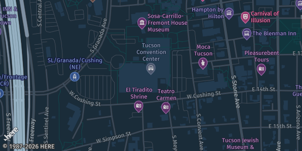 Map showing Tucson Convention Center in Tucson, AZ.