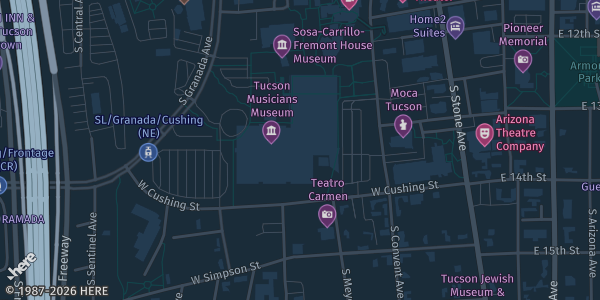 Map showing Tucson Convention Center in Tucson, AZ.