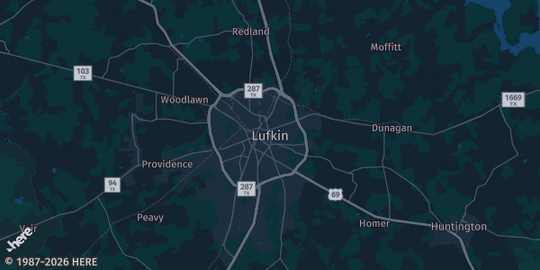 Map of Lufkin, TX. The exact address of Lufkin Civic Center is not known, so the map shows the area rather than a specific building.