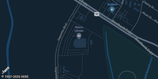 Map showing The Alario Center in Westwego, LA.