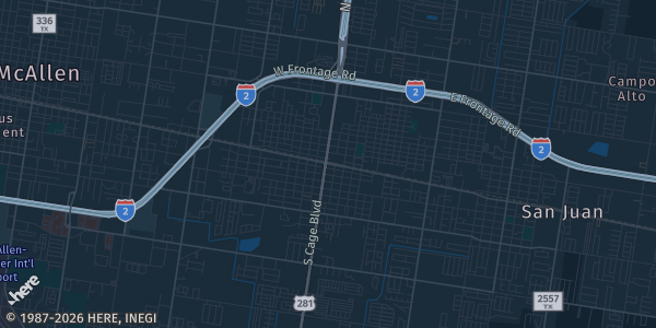 Map of Pharr, TX. The exact address of Pharr Development & Research Center is not known, so the map shows the area rather than a specific building.