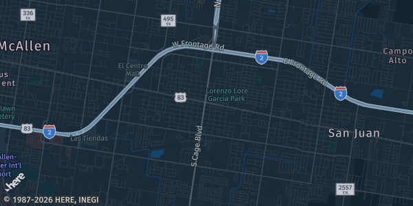 Map of Pharr, TX. The exact address of Pharr Development & Research Center is not known, so the map shows the area rather than a specific building.