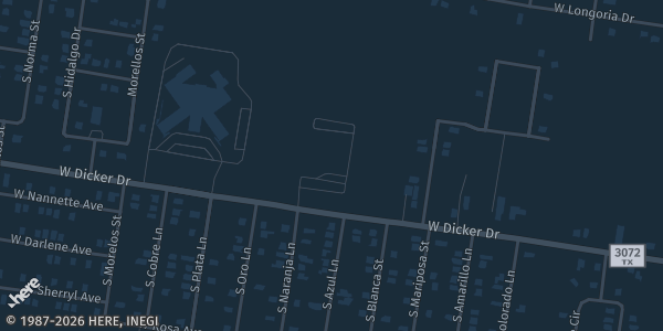 Map showing Pharr Development and Research Center in Pharr, TX.