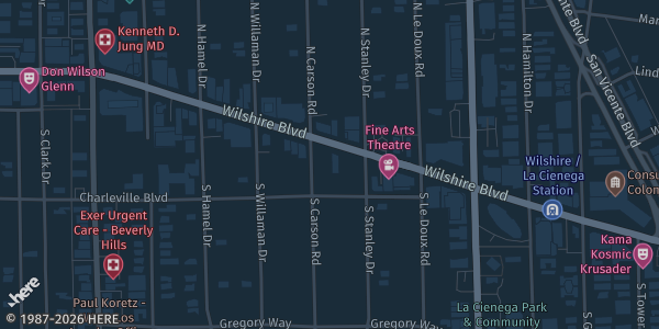 Map showing 8624 Wilshire Blvd in Beverly Hills, CA.