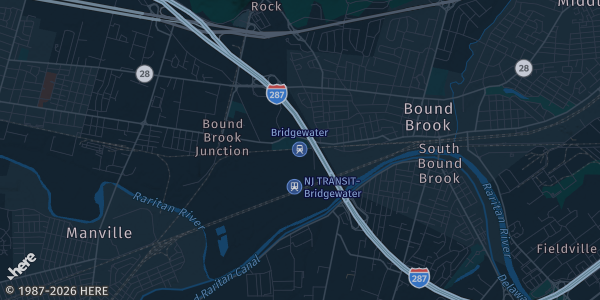 Map of Bridgewater, NJ. The exact address of Bridgewater Marriott is not known, so the map shows the area rather than a specific building.