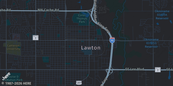 Map of Lawton, OK. The exact address of Comanche County Fairgrounds is not known, so the map shows the area rather than a specific building.