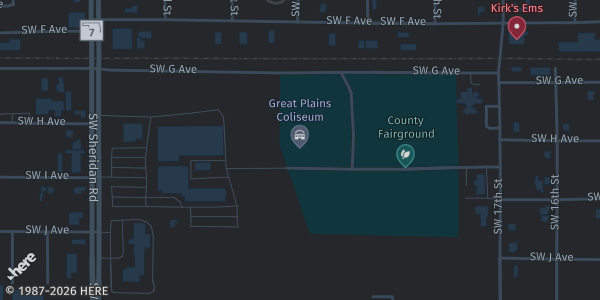 Map showing Great Plains Coliseum Annex in Lawton, OK.
