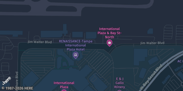 Map showing Renaissance Tampa International Plaza Hotel in Tampa, FL.