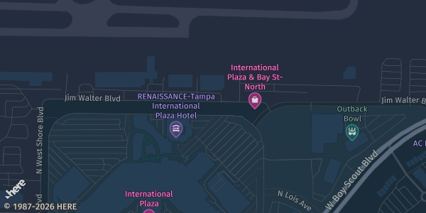 Map showing Renaissance Tampa International Plaza Hotel in Tampa, FL.