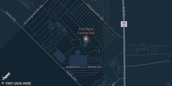 Map showing Fort Bend County Fairgrounds (Building C) in Rosenberg, TX.