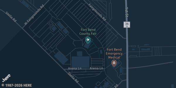 Map showing Fort Bend County Fairgrounds (Building C) in Rosenberg, TX.