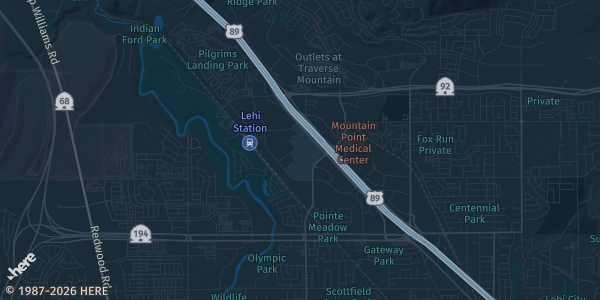 Map of Lehi, UT. The exact address of Show Barn at Thanksgiving Point is not known, so the map shows the area rather than a specific building.