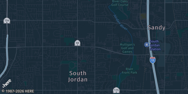 Map of South Jordan, UT. The exact address of Embassy Suites South Jordan is not known, so the map shows the area rather than a specific building.