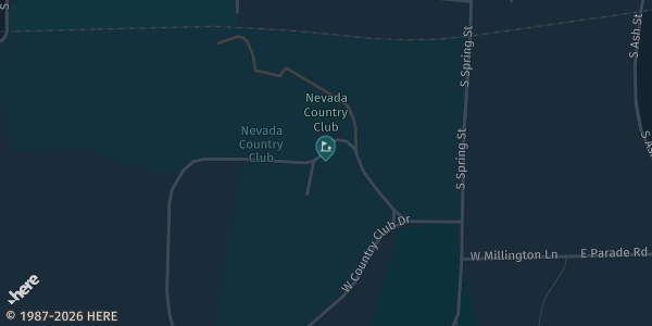 Map showing Nevada Country Club in Nevada, MO.