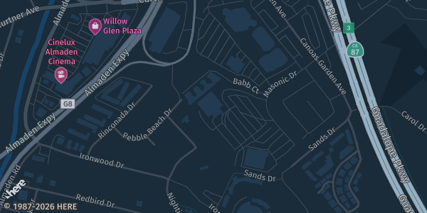 Map showing Scottish Rite Center in San Jose, CA.