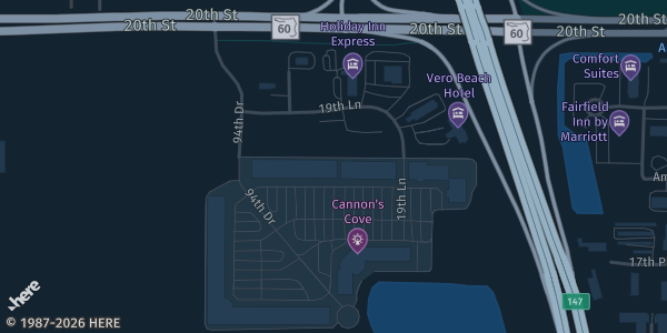 Map showing Vero Beach Outlet Mall in Vero Beach, FL.