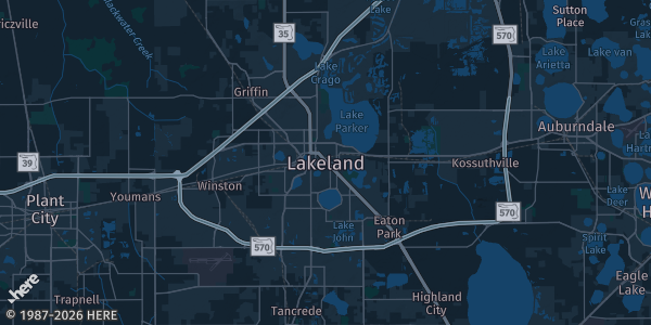 Map of Lakeland, FL. The exact address of Greater Tampa Bay is not known, so the map shows the area rather than a specific building.