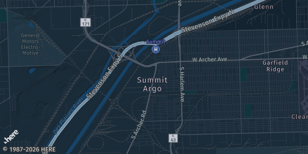 Map of Summit, IL. The exact address of Valladolid Banquet is not known, so the map shows the area rather than a specific building.