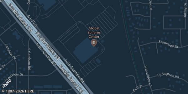 Map showing Global Spheres Center in Corinth, TX.