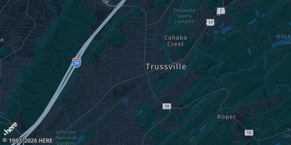 Map of Trussville, AL. The exact address of Trussville Civic Center is not known, so the map shows the area rather than a specific building.