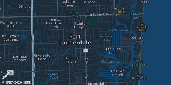 Map of Ft. Lauderdale, FL. The exact address of 2440 W. State Road 84 is not known, so the map shows the area rather than a specific building.