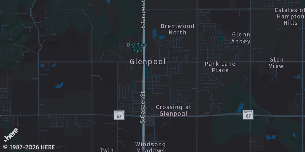 Map of Glenpool, OK. The exact address of Glenpool Conference Center is not known, so the map shows the area rather than a specific building.