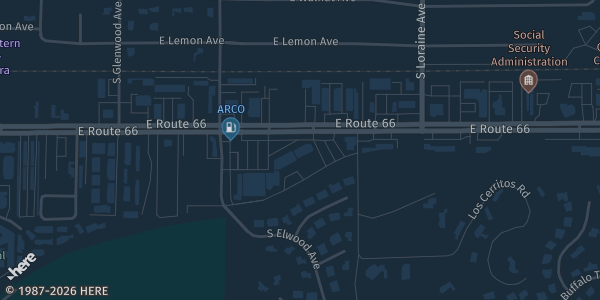 Map showing The Hobby Exchange in Glendora, CA.