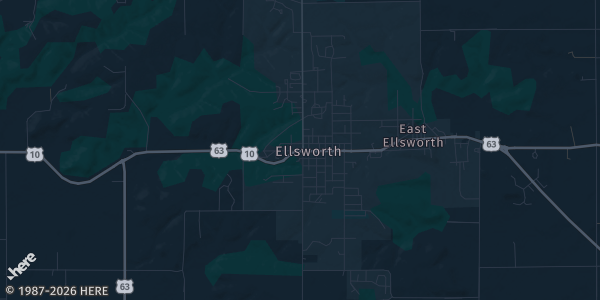 Map of Ellsworth, WI. The exact address of Ellsworth Middle School is not known, so the map shows the area rather than a specific building.