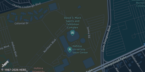 Map showing Hofstra University - David S. Mack Sports and Exhibition Complex in Hempstead, NY.