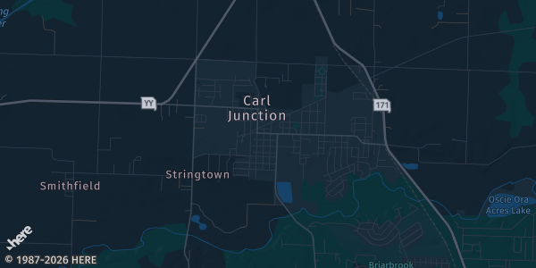 Map of Carl Junction, MO. The exact address of Carl Junction Community Center is not known, so the map shows the area rather than a specific building.