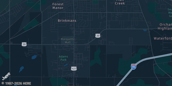 Map of Michigan City, IN. The exact address of Fraternal Order of Police Lodge #75 is not known, so the map shows the area rather than a specific building.