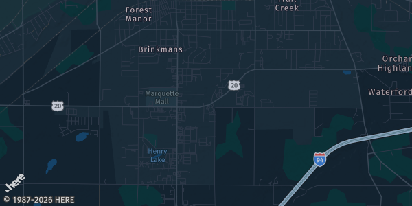 Map of Michigan City, IN. The exact address of Michigan City F.O.P. is not known, so the map shows the area rather than a specific building.