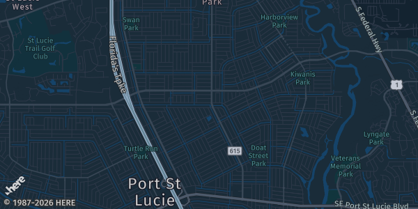 Map of Port St. Lucie, FL. The exact address of MIDFLORIDA Credit Union Event Center is not known, so the map shows the area rather than a specific building.
