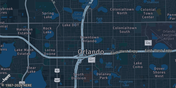 Map of Orlando, FL. The exact address of Drive Shack – Lake Nona is not known, so the map shows the area rather than a specific building.