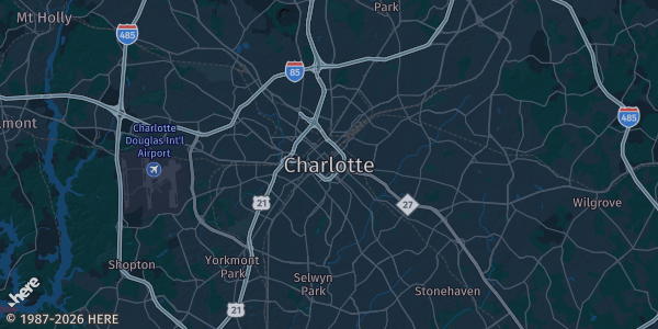 Map of Charlotte, NC. The exact address of Lower level Center Court - Northlake Mall is not known, so the map shows the area rather than a specific building.