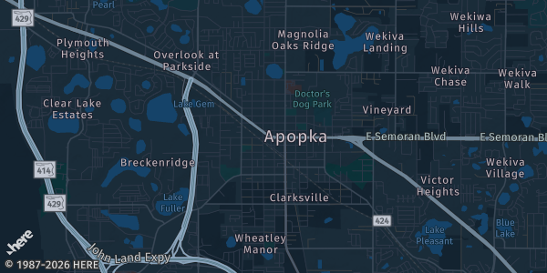 Map of Apopka, FL. The exact address of The Bahia Shrine is not known, so the map shows the area rather than a specific building.
