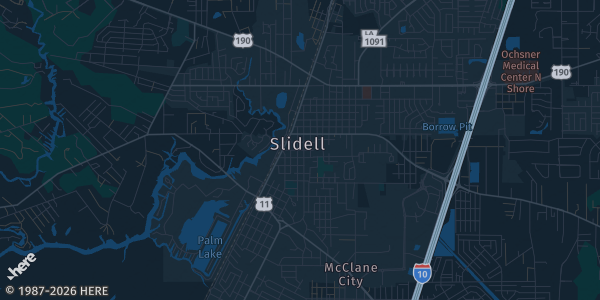 Map of Slidell, LA. The exact address of Harbor Center is not known, so the map shows the area rather than a specific building.