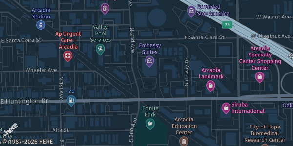 Map showing Embassy Suites by Hilton Arcadia Pasadena Area in Arcadia, CA.