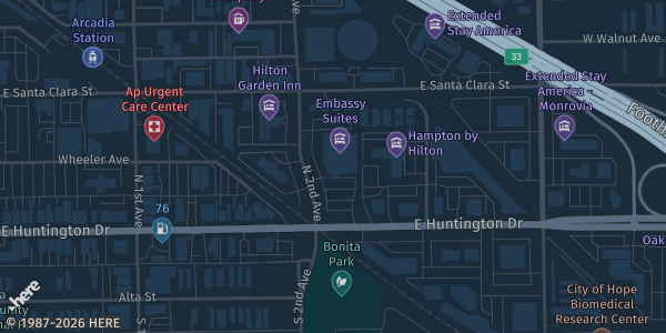 Map showing Embassy Suites by Hilton Arcadia Pasadena Area in Arcadia, CA.