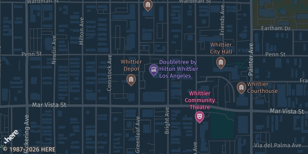 Map showing DoubleTree by Hilton Whittier Los Angeles in Whittier, CA.